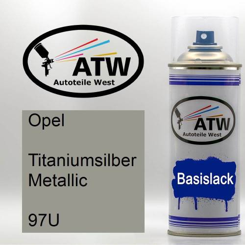 Opel, Titaniumsilber Metallic, 97U: 400ml Sprühdose, von ATW Autoteile West.